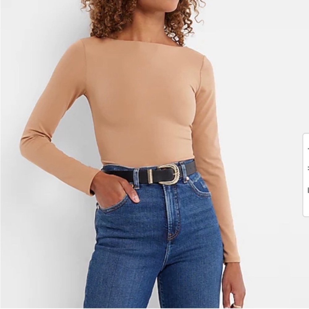 Express Body Contour Sculpting Bodysuit - Long Sleeve, High neck / Scooped Back